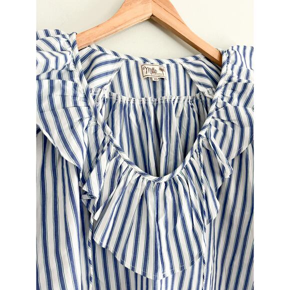 Striped Blue Ruffle Blouse - Picture 5 of 9